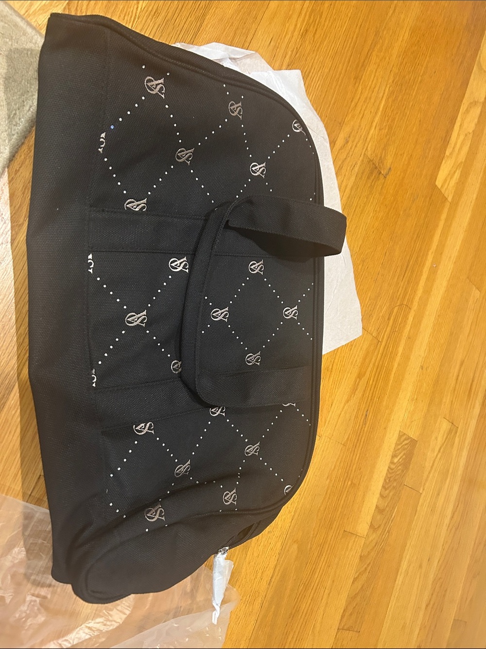 Victoria's Secret Black Laptop Tote with Logo Pattern